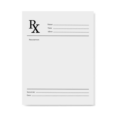 Rx pad şablonunun vektör çizimi. Sağlık, hastane ve tıbbi teşhis kavramı.