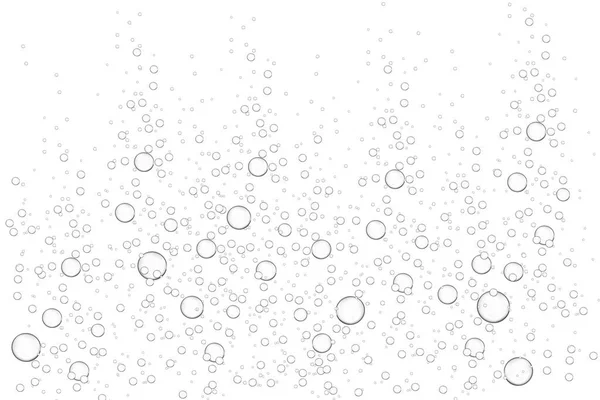 Bulles d'air pétillantes sous-marines coulent dans l'eau sur fond blanc. — Image vectorielle