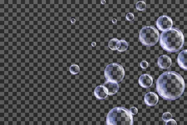 Reaistic Colored Balls Vector Texture Flying Transparent Soap Bubbles — Stock Vector