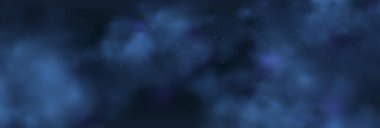 Tatil ve düğün kartları için soyut koyu çerçeve. Altın gökyüzü tozlu vektör pankart tasarımı. Lüks lacivert gece gökyüzü arka planında altın yıldızlar, sihirli parıltı ve bokeh ışıltısı..