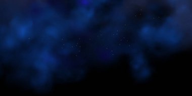 Tatil ve düğün kartları için soyut koyu çerçeve. Altın gökyüzü tozlu vektör pankart tasarımı. Lüks lacivert gece gökyüzü arka planında altın yıldızlar, sihirli parıltı ve bokeh ışıltısı..