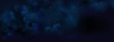 Tatil ve düğün kartları için soyut koyu çerçeve. Altın gökyüzü tozlu vektör pankart tasarımı. Lüks lacivert gece gökyüzü arka planında altın yıldızlar, sihirli parıltı ve bokeh ışıltısı..