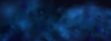 Tatil ve düğün kartları için soyut koyu çerçeve. Altın gökyüzü tozlu vektör pankart tasarımı. Lüks lacivert gece gökyüzü arka planında altın yıldızlar, sihirli parıltı ve bokeh ışıltısı..