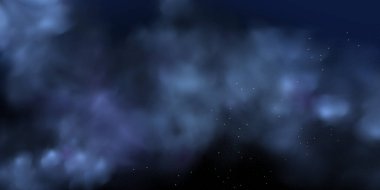 Tatil ve düğün kartları için soyut koyu çerçeve. Altın gökyüzü tozlu vektör pankart tasarımı. Lüks lacivert gece gökyüzü arka planında altın yıldızlar, sihirli parıltı ve bokeh ışıltısı..