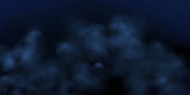 Tatil ve düğün kartları için soyut koyu çerçeve. Altın gökyüzü tozlu vektör pankart tasarımı. Lüks lacivert gece gökyüzü arka planında altın yıldızlar, sihirli parıltı ve bokeh ışıltısı..