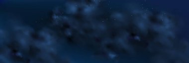 Tatil ve düğün kartları için soyut koyu çerçeve. Altın gökyüzü tozlu vektör pankart tasarımı. Lüks lacivert gece gökyüzü arka planında altın yıldızlar, sihirli parıltı ve bokeh ışıltısı..