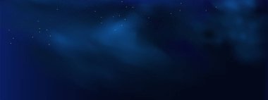 Tatil ve düğün kartları için soyut koyu çerçeve. Altın gökyüzü tozlu vektör pankart tasarımı. Lüks lacivert gece gökyüzü arka planında altın yıldızlar, sihirli parıltı ve bokeh ışıltısı..