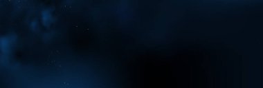 Tatil ve düğün kartları için soyut koyu çerçeve. Altın gökyüzü tozlu vektör pankart tasarımı. Lüks lacivert gece gökyüzü arka planında altın yıldızlar, sihirli parıltı ve bokeh ışıltısı..