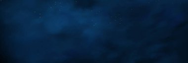 Tatil ve düğün kartları için soyut koyu çerçeve. Altın gökyüzü tozlu vektör pankart tasarımı. Lüks lacivert gece gökyüzü arka planında altın yıldızlar, sihirli parıltı ve bokeh ışıltısı..