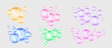 Balonlu sakız ve kolajen baloncuklarının vektör dokusu rüya gibi tasarım için. Arka plan. Beyaz zemin üzerinde köpüklü köpüklü hava ve su pembe kabarcıkları..