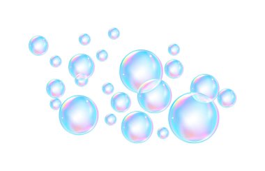 Balonlu sakız ve kolajen baloncuklarının vektör dokusu rüya gibi tasarım için. Arka plan. Beyaz zemin üzerinde köpüklü köpüklü hava ve su pembe kabarcıkları..