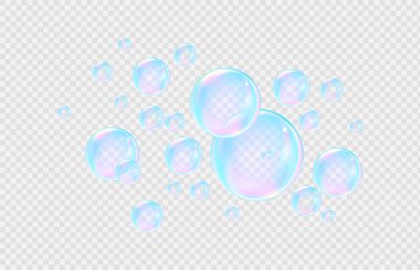 Balonlu sakız ve kolajen baloncuklarının vektör dokusu rüya gibi tasarım için. Arka plan. Beyaz zemin üzerinde köpüklü köpüklü hava ve su pembe kabarcıkları..