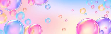 Balonlu sakız ve kolajen baloncuklarının vektör dokusu rüya gibi tasarım için. Arka plan. Beyaz zemin üzerinde köpüklü köpüklü hava ve su pembe kabarcıkları..