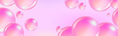 Kabarcık sakızı ve kolajen baloncukların vektör dokusu rüya tasarımı için arka plan. Beyaz arkaplan üzerinde köpüklü köpüklü hava ve su pembe kabarcıkları.