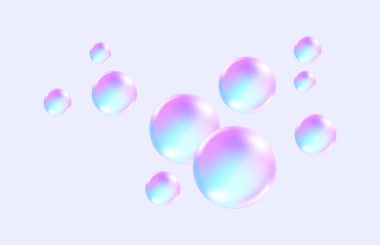 Kabarcık sakızı ve kolajen baloncukların vektör dokusu rüya tasarımı için arka plan. Beyaz arkaplan üzerinde köpüklü köpüklü hava ve su pembe kabarcıkları.