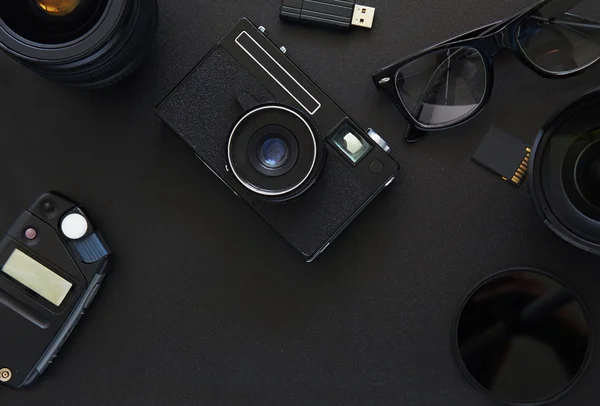 Top view of workplace Photographer — Stock Photo, Image