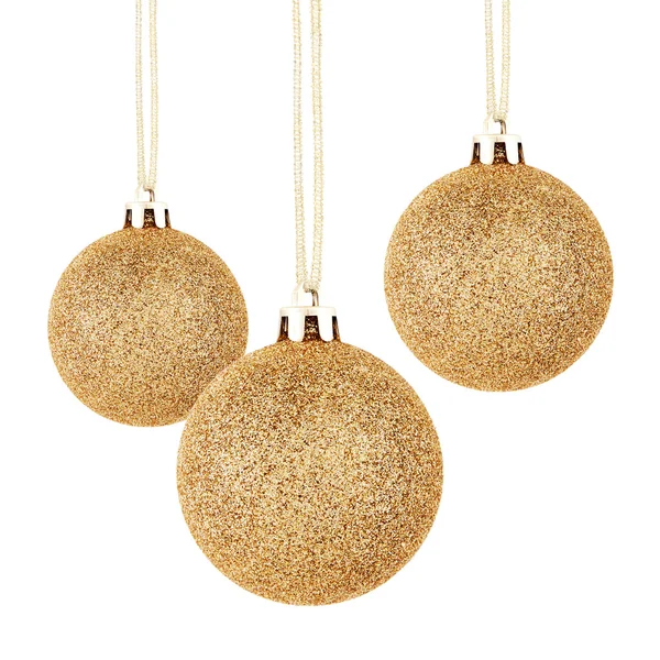 Gouden Kerstmis bal met lint — Stockfoto