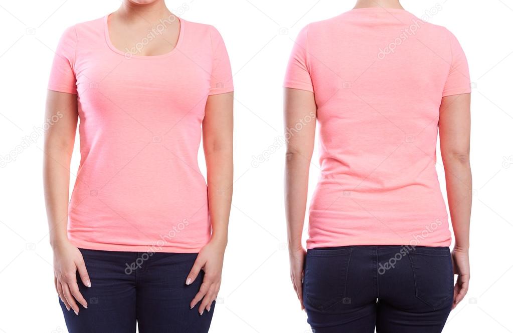 Pink tshirt on a young woman