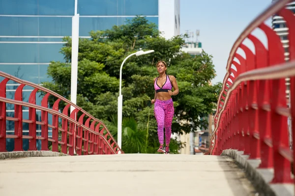 Woman Running And Working Out At Morning In The City — Stock Photo, Image