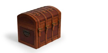 Yandan izole edilmiş dört kemerli kapalı deri sandık.