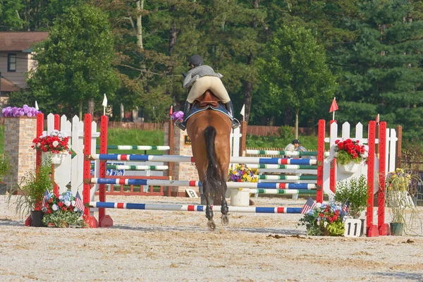 Hindernis Voor Het Vrijmaken Van Paarden Ruiters — Stockfoto