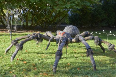 Halloween Display. Built by resident of Chagrin Falls, Ohio USA for enjoyment of community. giant spider