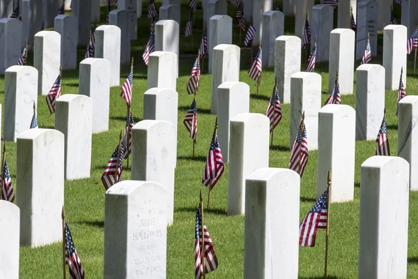 军事公墓与美国国旗 — 图库照片