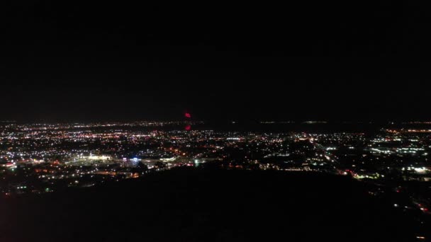 Drone Personale Vola Attraverso Una Celebrazione Fuochi Artificio Durante Gli — Video Stock