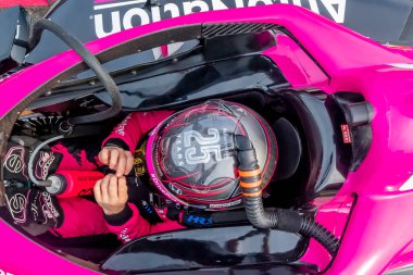 Lincoln, İngiltere 'den Jack HARVEY (60) St. Petersburg, Florida' daki St. Petersburg caddelerinde düzenlenen Firestone Grand Prix 'sine hazırlanıyor..