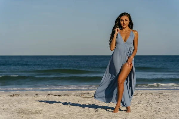 Beautiful Mixed Race Bikini Model Enjoys Weather Outdoors Beach — Stock Photo, Image