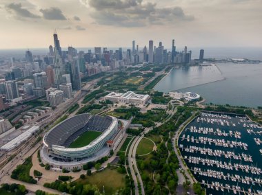 NFL Şikago Ayıları 'nın evi asker tarlasının hava manzarası.