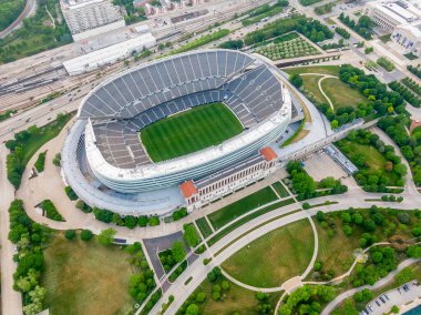 NFL Şikago Ayıları 'nın evi asker tarlasının hava manzarası.