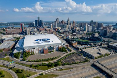 10 Haziran 2021 - Detroit, Michigan, ABD: Ford Field Detroit şehir merkezinde bulunan bir Amerikan futbol stadyumu. İlk olarak Detroit Lions of the National Football League 'e ev sahipliği yapmaktadır.