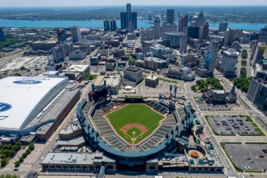 11 Haziran 2021 - Detroit, Michigan, ABD: Comerica Park Detroit şehir merkezinde bulunan açık hava sahası. 2000 yılında Tiger Stadyumu 'nun yerine Detroit Tigers of Major League Baseball' a ev sahipliği yapmaktadır..