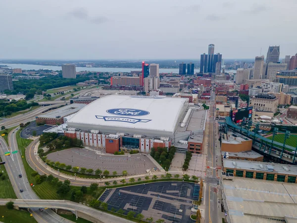 2020年9月7日 美国密歇根州底特律 福特球场 Ford Field 是一座位于底特律市中心的圆顶美式足球体育场 它主要是国家足球联盟底特律狮的发源地 — 图库照片