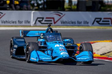 ABD 'li JIMMIE JOHNSON (R) (48), Elkhart Gölü, Wisconsin' deki Road America 'da REV Group Grand Prix için pratik yapmaktadır..