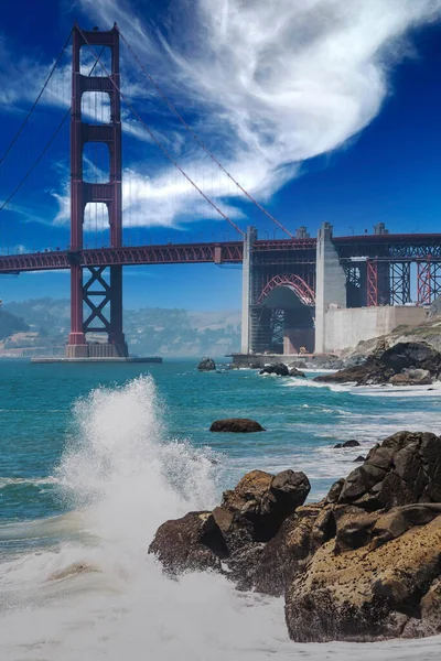 Знаменитый Мост Золотой Гейт Тихом Океане Гавани Сан Франциско — стоковое фото