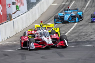 Christchurch, Yeni Zelanda 'dan SCOTT MCLAUGHLIN (R) (3), Nashville, Tennessee' deki The Streets of Nashville 'de düzenlenen Big Machine Music City Grand Prix uygulaması..