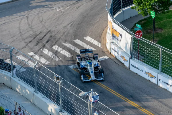 Conor Daly Degli Stati Uniti Corre Attraverso Curve Durante Gara — Foto Stock