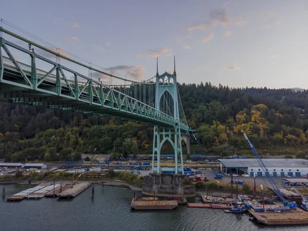 Most Johns Stalowy Most Wiszący Rzece Willamette Portland Stanie Oregon — Zdjęcie stockowe