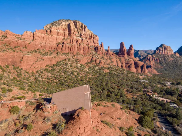 Gennaio 2021 Sedona Usa Cappella Della Santa Croce Incastonata Tra — Foto Stock