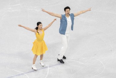 SHIYUE WANG ve LIU XINYU Çin takımı Milano Cortina 2026 Kış Olimpiyatları için Milano Buz Dansı - Ritim Dans Yarışması 'nda performans sergilediler..