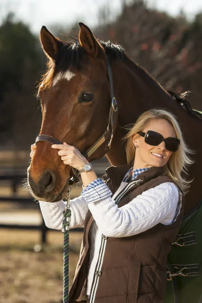Equestrian Model and Horses — Stock Photo, Image
