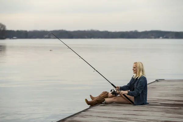 Young Female Angler — Stock Photo, Image