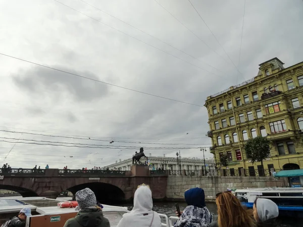 Saint Pétersbourg Russie Septembre 2020 Excursion Bateau Sur Rivière Neva — Photo