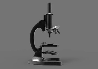 Arka planda tıbbi mikroskop var. 3d resimleme.