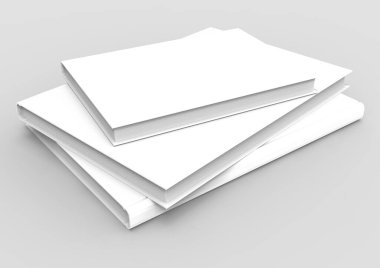 Hafif arkaplan üzerine ince kitaplar ve dergiler 3D resimleme.