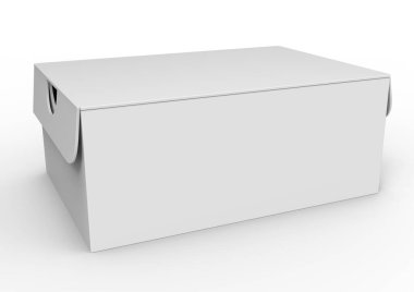 Açık arkaplan üzerinde beyaz kutu 3d resimleme.