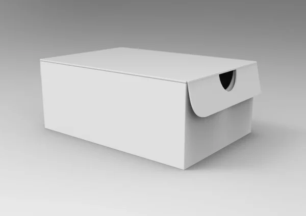 Caja Blanca Sobre Fondo Claro Ilustración Renderizado — Foto de Stock