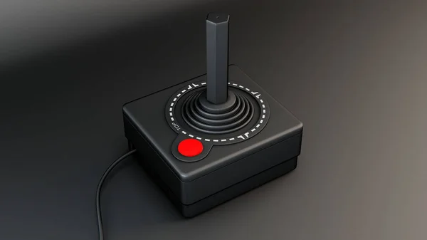 Joystick Jogo Com Botão Vermelho Ilustração Renderização — Fotografia de Stock